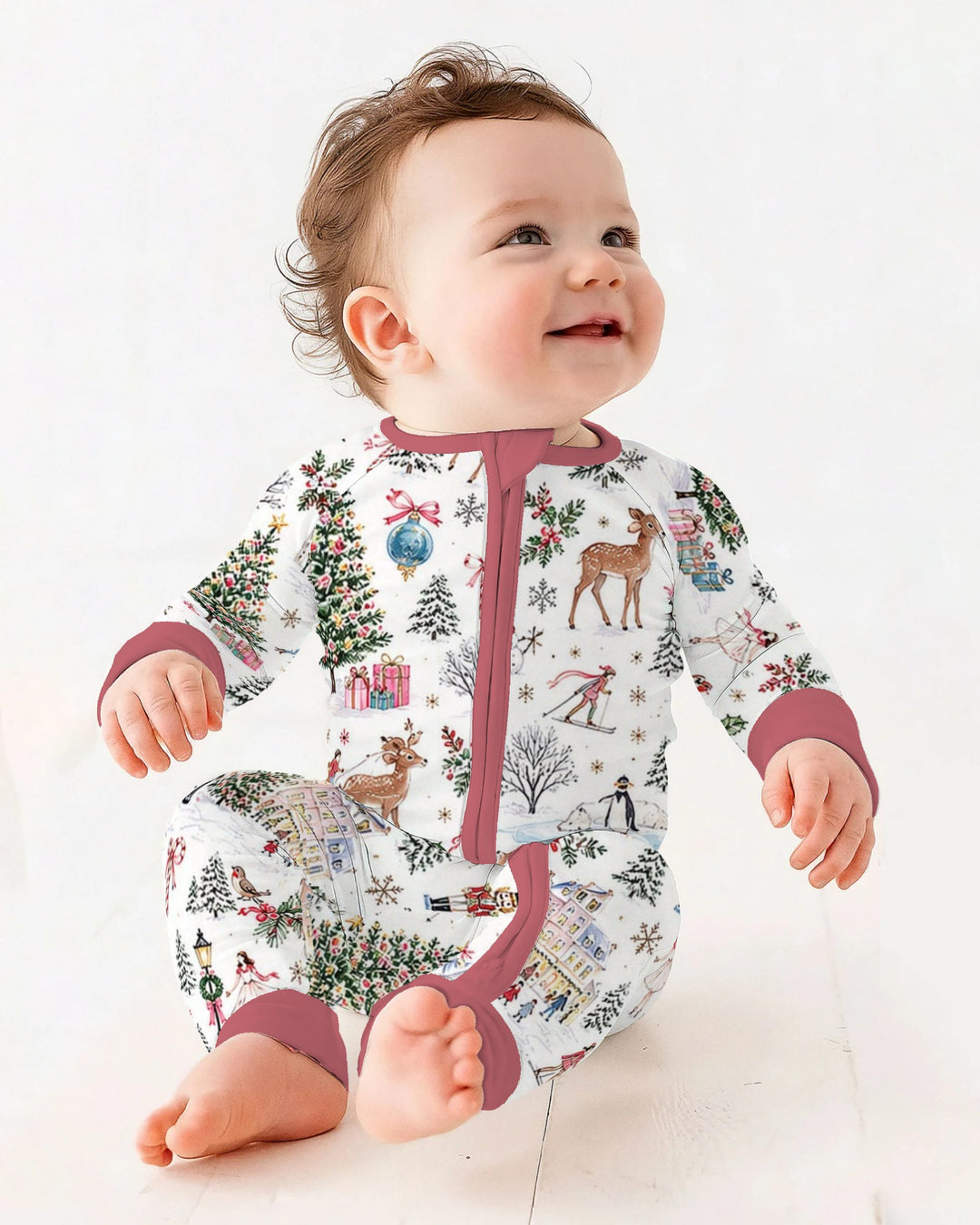 Christmas Winter Village Toile Bamboo Convertible Zippy