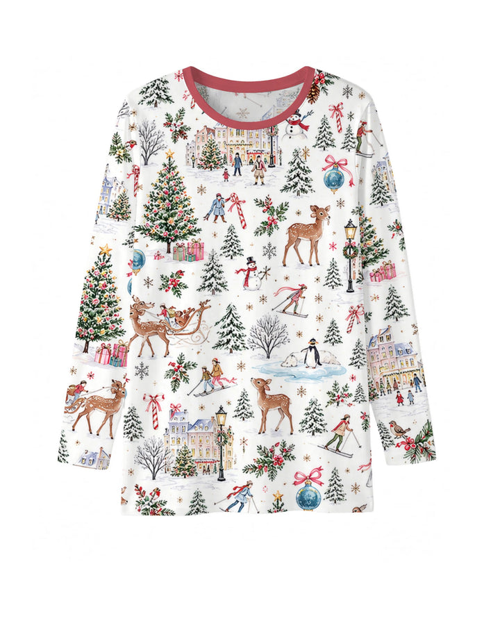 Christmas Winter Village Toile Bamboo Men's Pajama Set