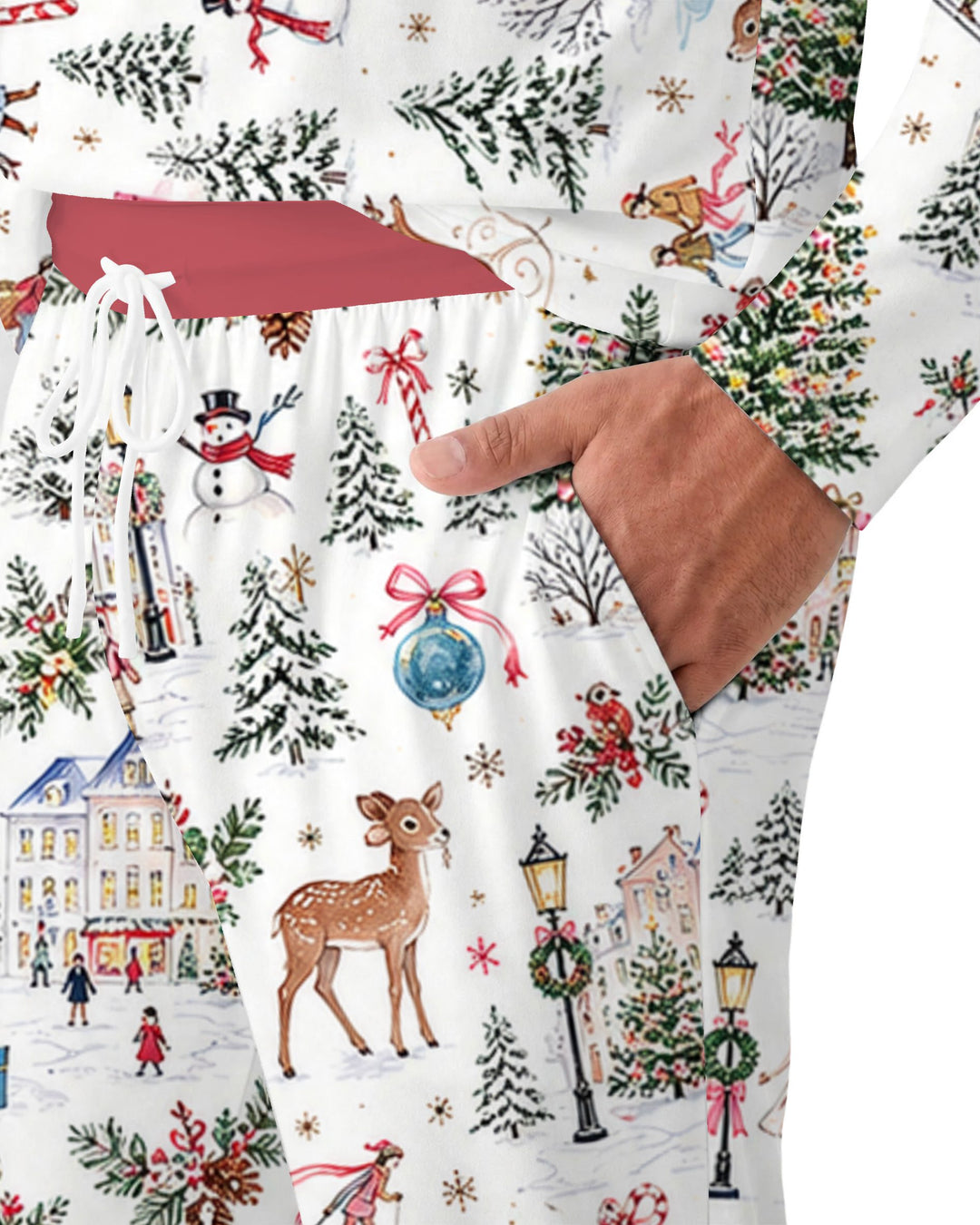 Christmas Winter Village Toile Bamboo Men's Pajama Set