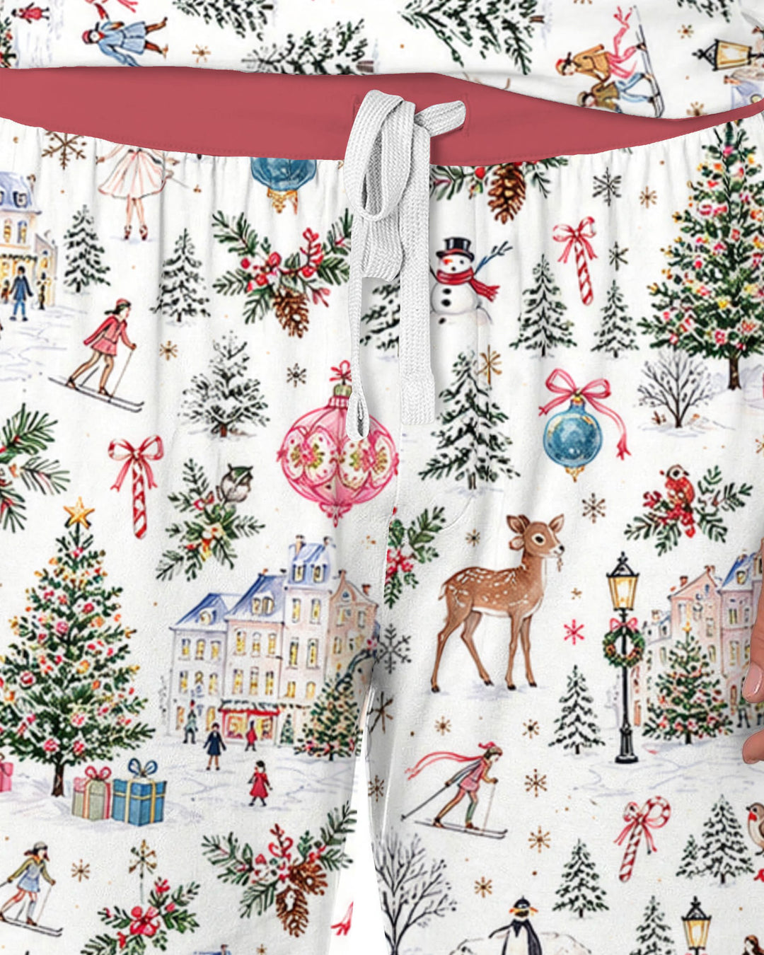 Christmas Winter Village Toile Bamboo Men's Pajama Set