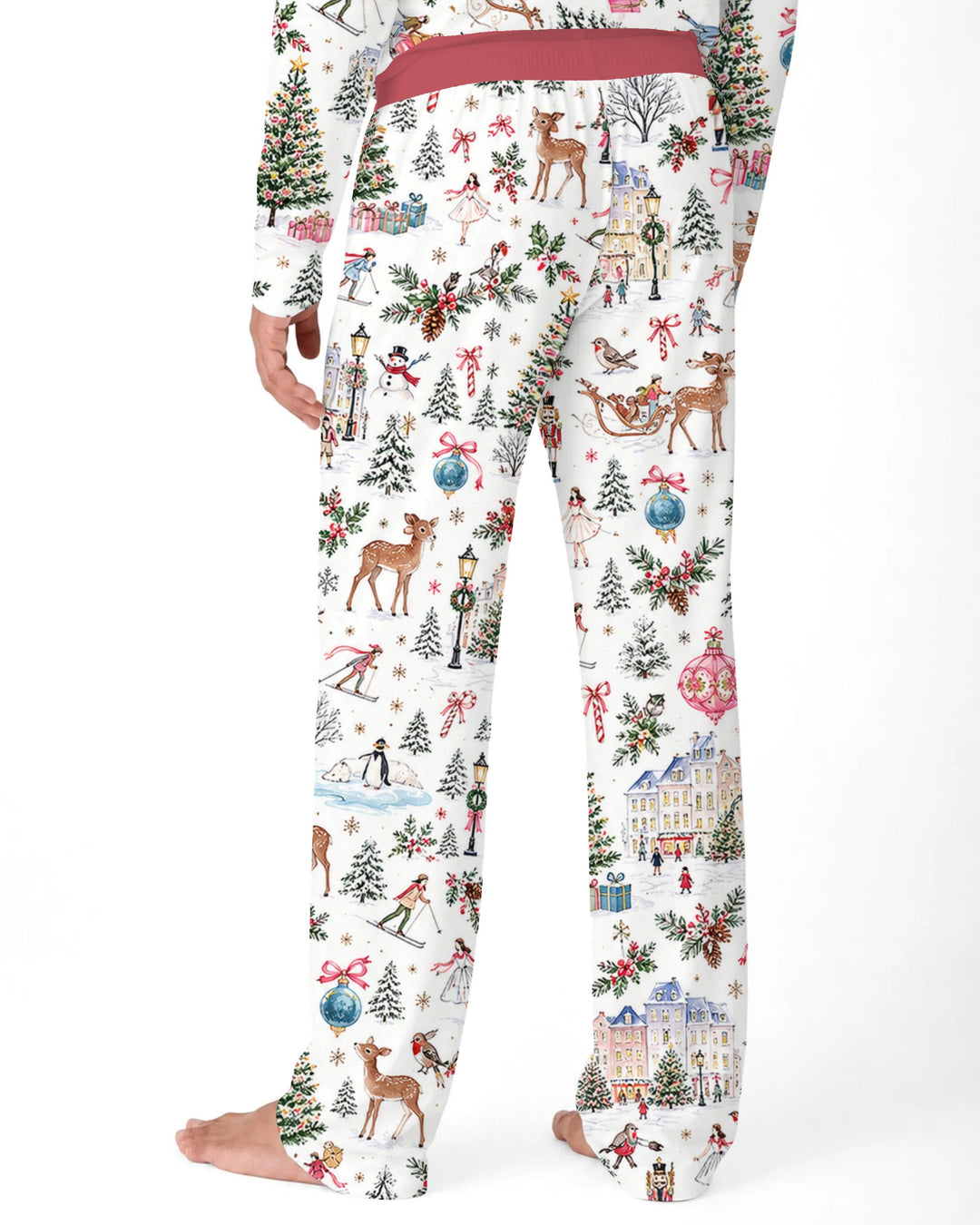 Christmas Winter Village Toile Bamboo Men's Pajama Set