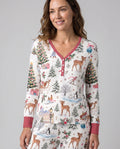 Christmas Winter Village Toile Bamboo Women Pajama Set