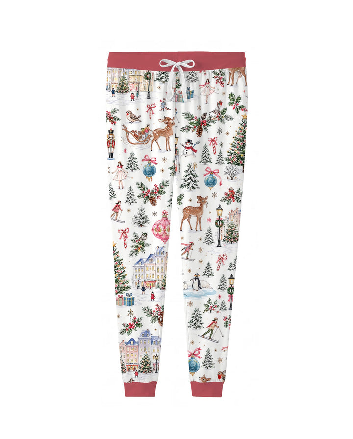 Christmas Winter Village Toile Bamboo Women Pajama Set