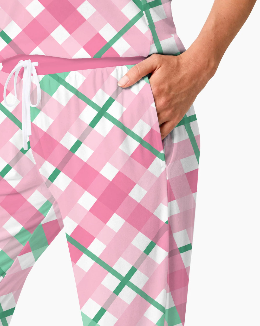 Pink & Mint Christmas Plaid Bamboo Women Pajama Set