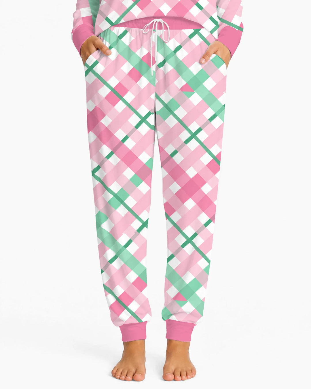 Pink & Mint Christmas Plaid Bamboo Women Pajama Set