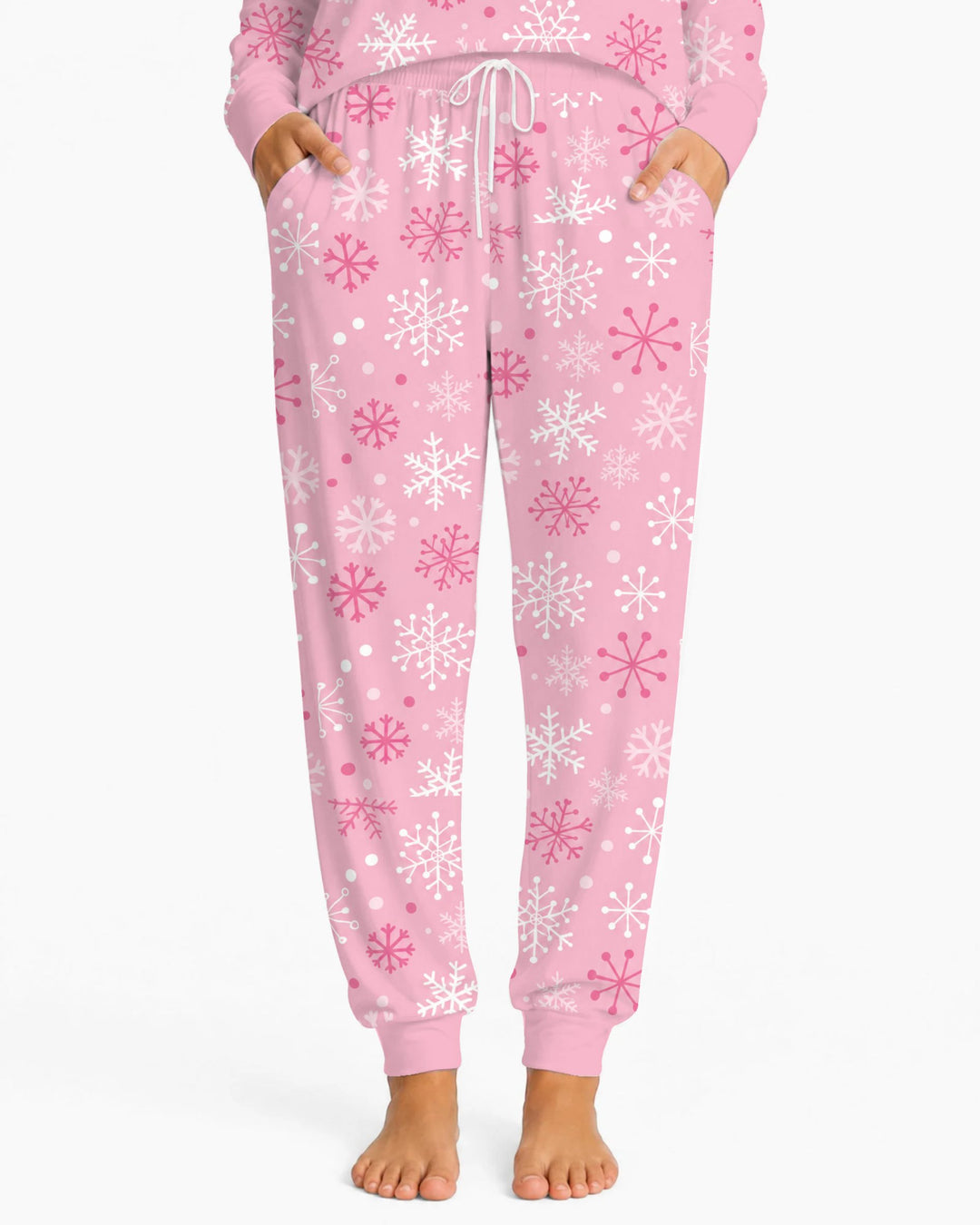 Pretty in Pink Christmas Snowflakes Bamboo Women Pajama Set
