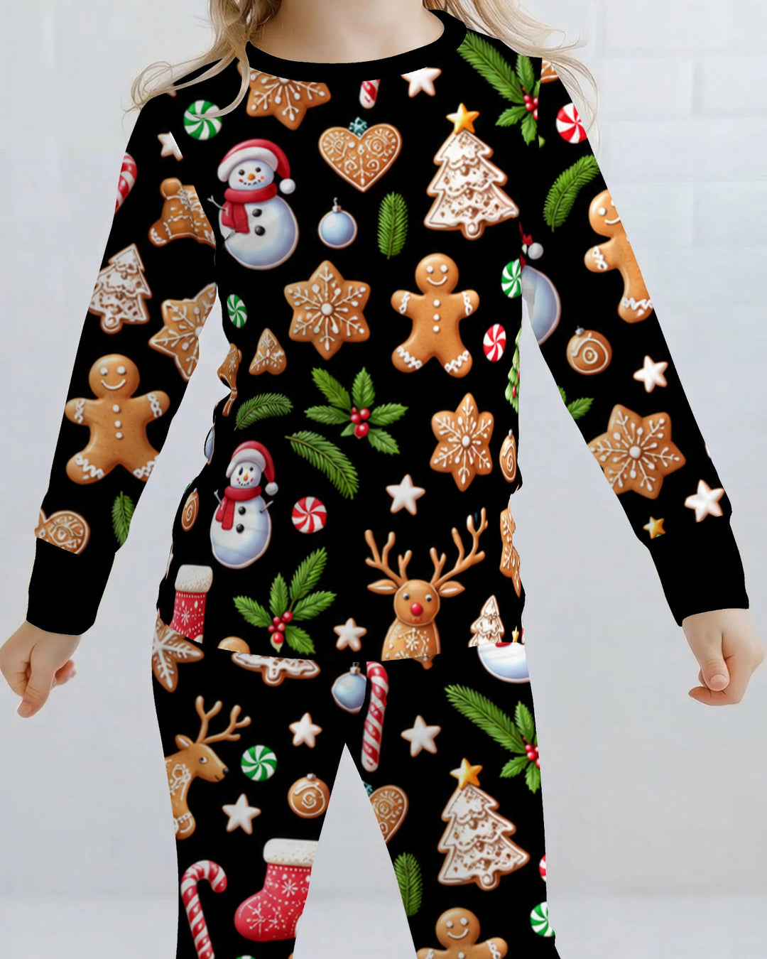 Gingerbread Christmas Cookie Wonderland Bamboo Two Piece Long Sleeve Pajama Set