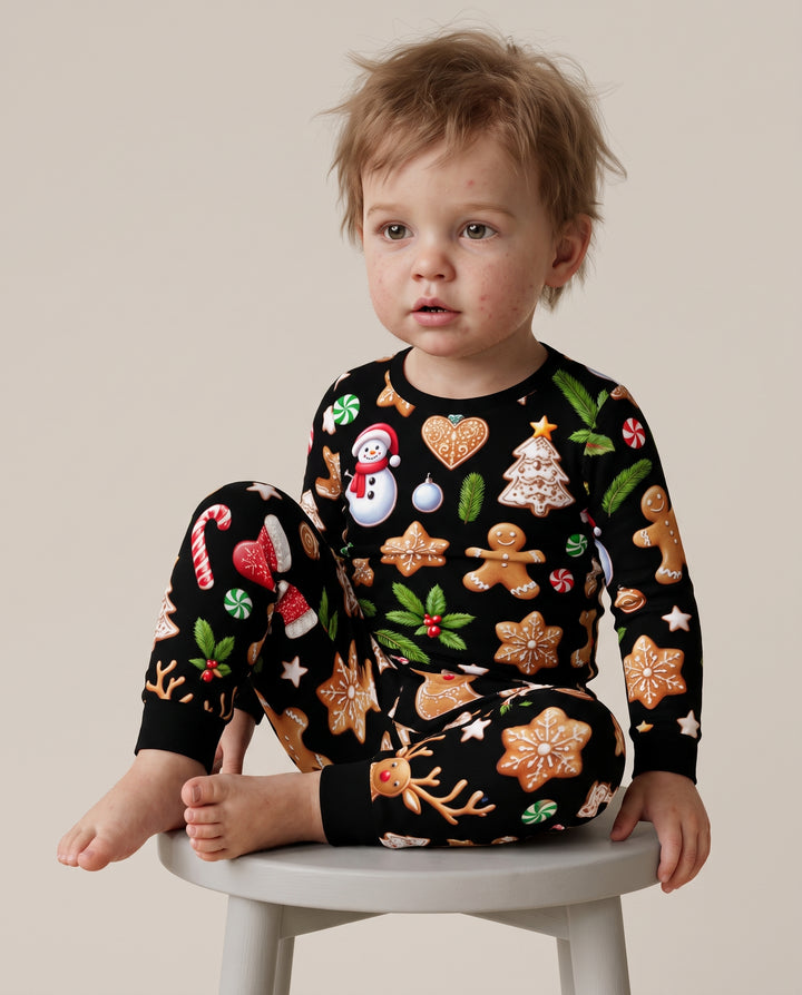 Gingerbread Christmas Cookie Wonderland Bamboo Two Piece Long Sleeve Pajama Set