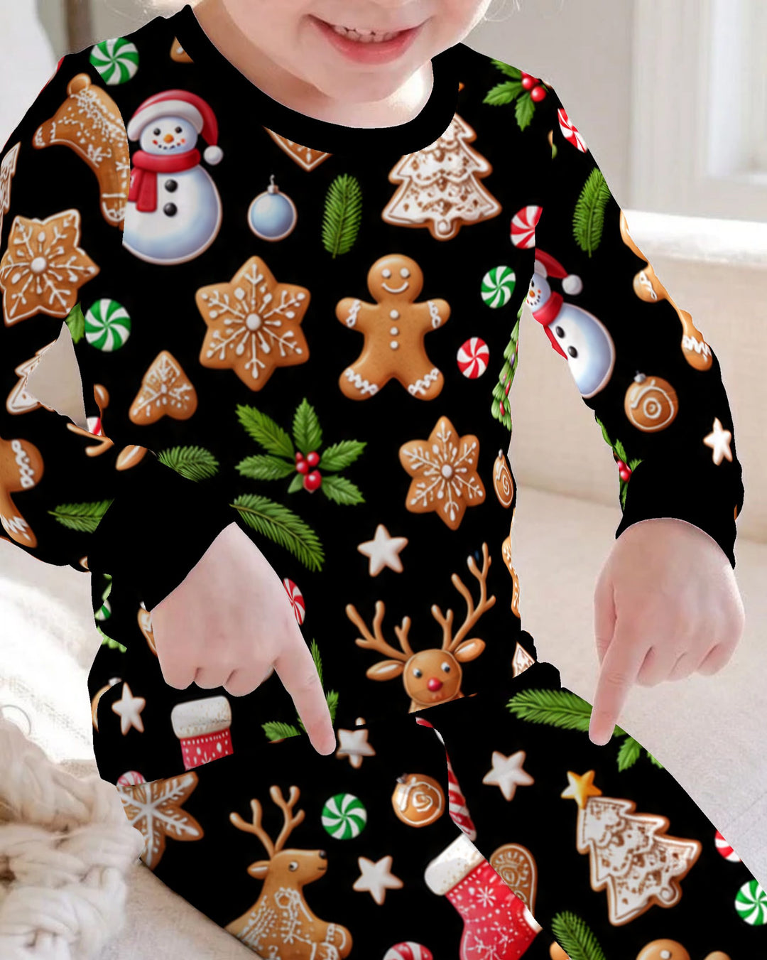 Gingerbread Christmas Cookie Wonderland Bamboo Two Piece Long Sleeve Pajama Set
