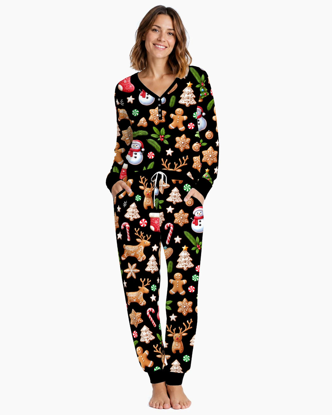 Gingerbread Christmas Cookie Wonderland Bamboo Women Pajama Set