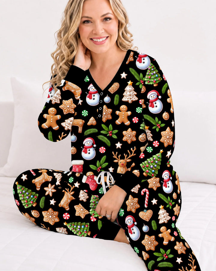 Gingerbread Christmas Cookie Wonderland Bamboo Women Pajama Set