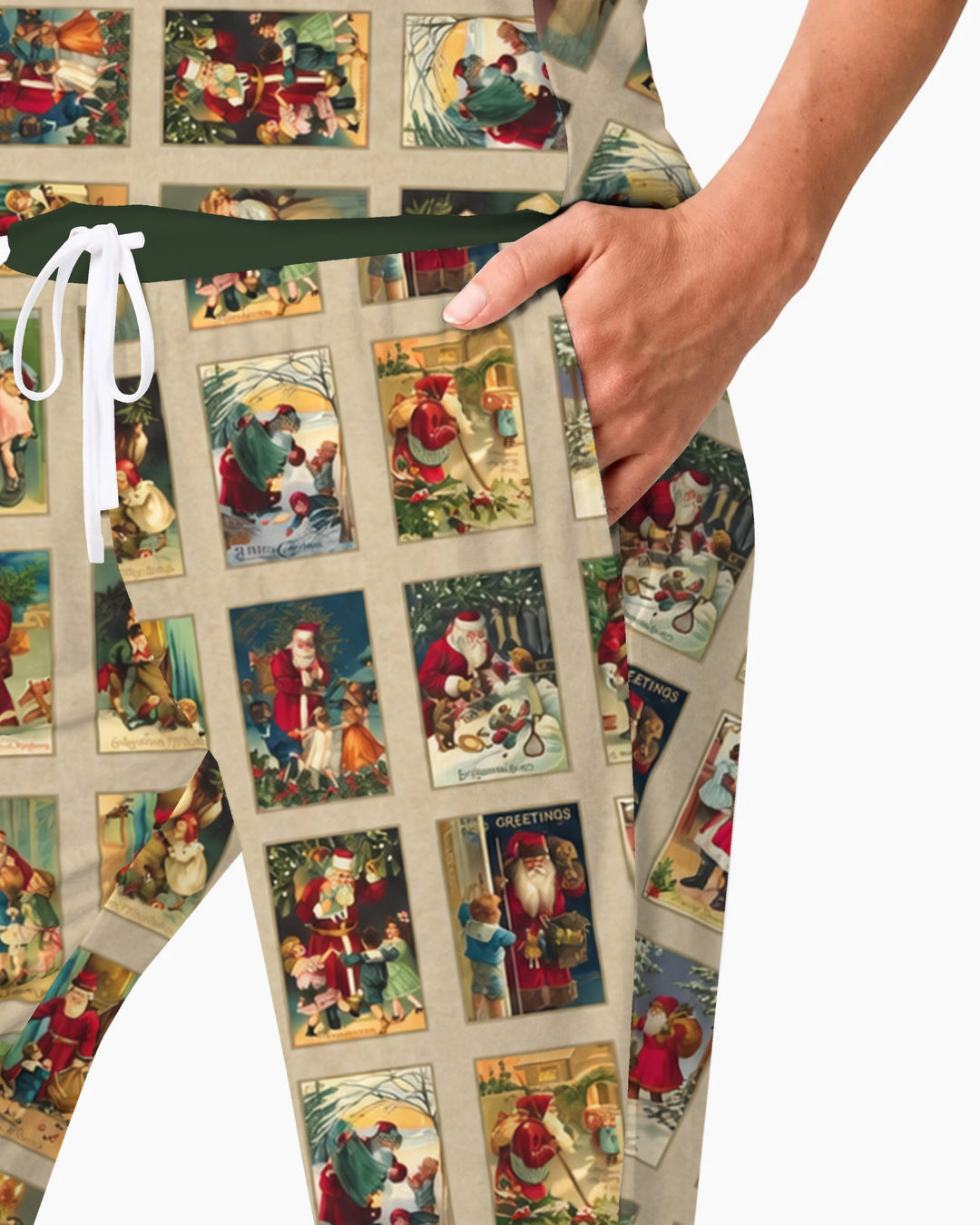 Vintage Santa Christmas Postcards Bamboo Women Pajama Set