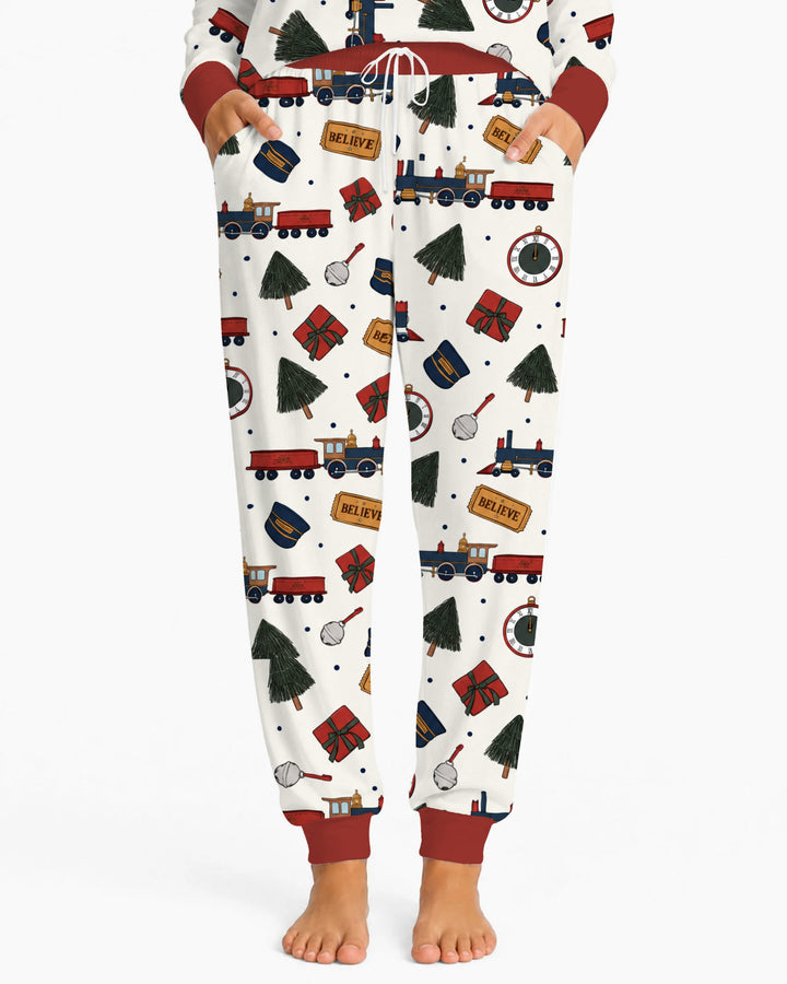 Polar Express Christmas Train Toss Bamboo Women Pajama Set
