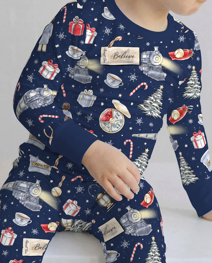 Magical Christmas Train Night Bamboo Two Piece Long Sleeve Pajama Set