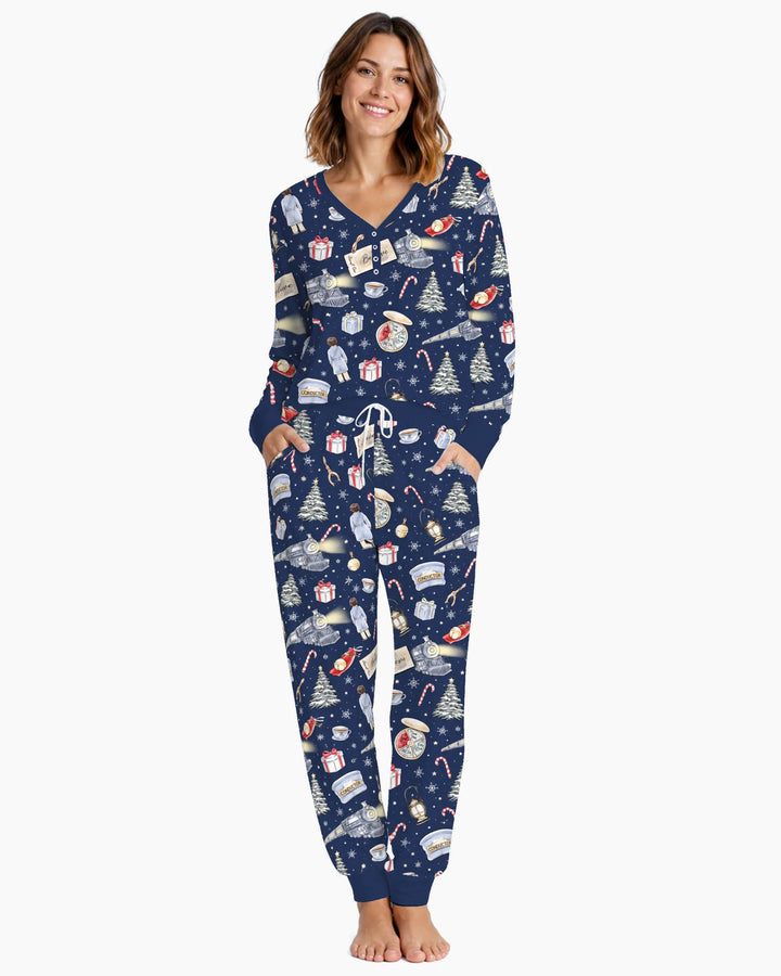 Magical Christmas Train Night Bamboo Women Pajama Set