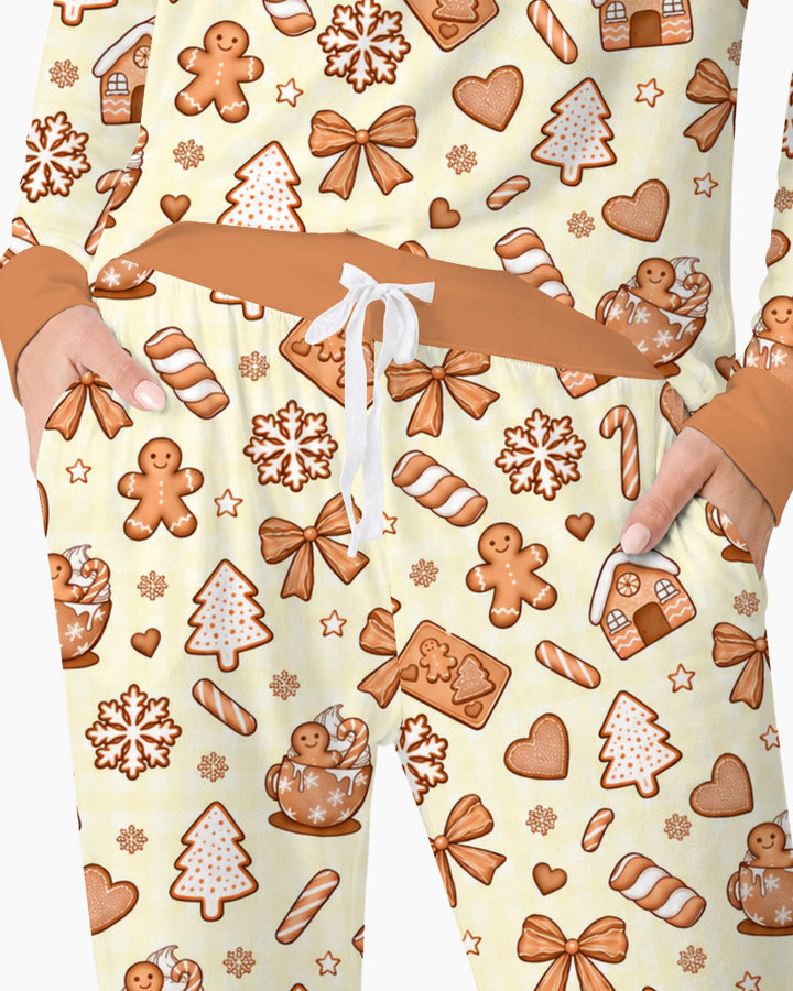 Gingerbread Christmas Cookie Toss Bamboo Women Pajama Set