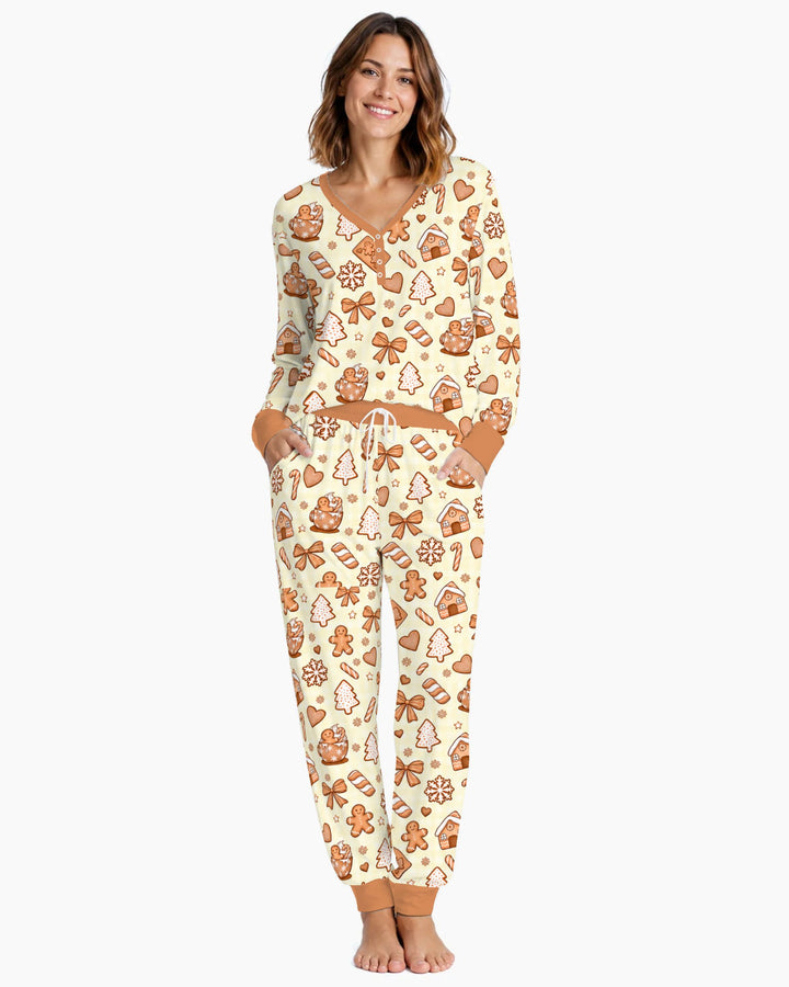 Gingerbread Christmas Cookie Toss Bamboo Women Pajama Set