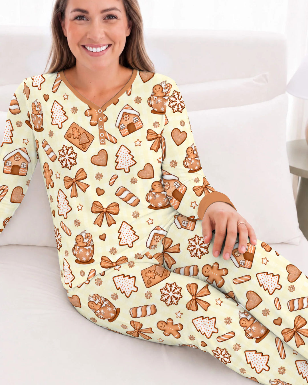 Gingerbread Christmas Cookie Toss Bamboo Women Pajama Set