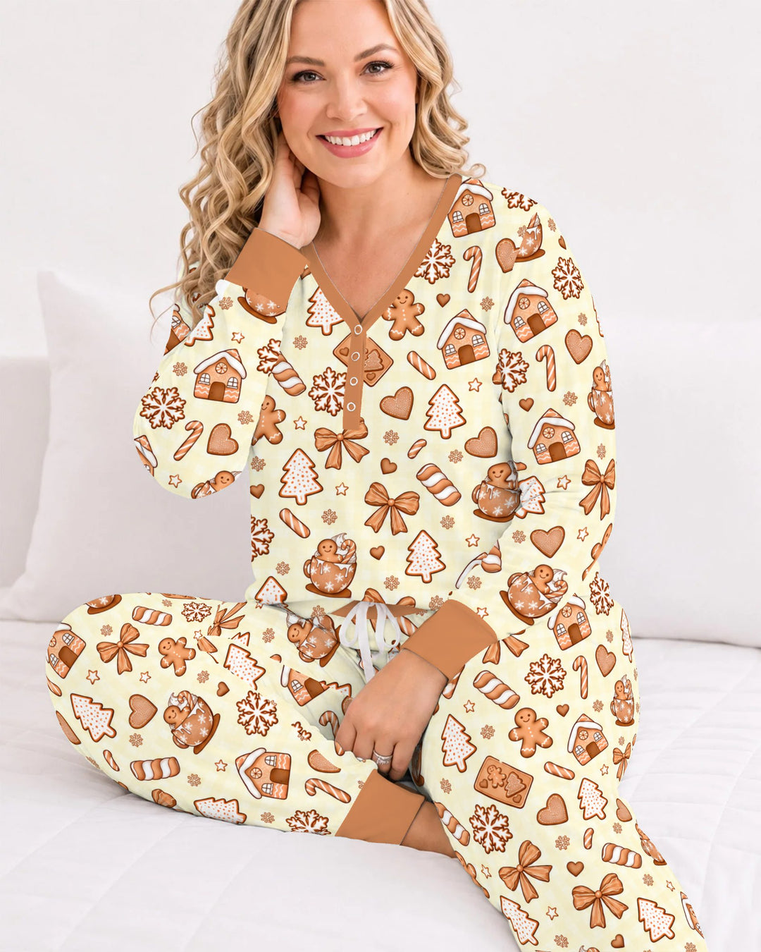 Gingerbread Christmas Cookie Toss Bamboo Women Pajama Set