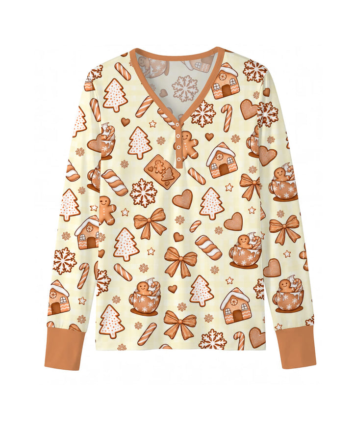 Gingerbread Christmas Cookie Toss Bamboo Women Pajama Set