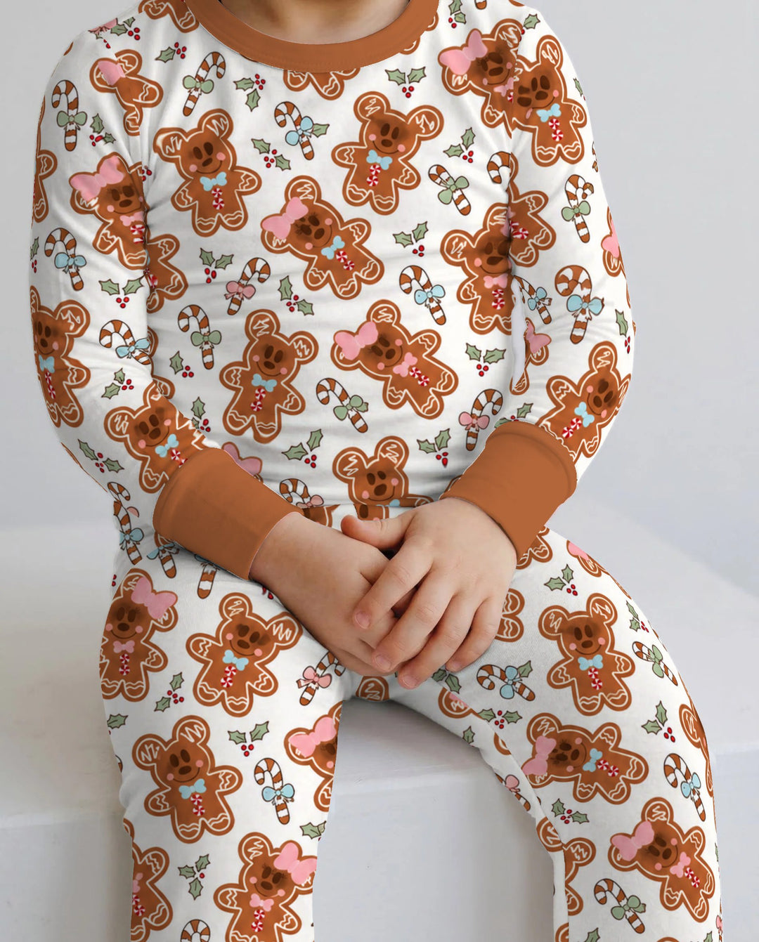 Cute Gingerbread Couple Toss Bamboo Two Piece Long Sleeve Pajama Set