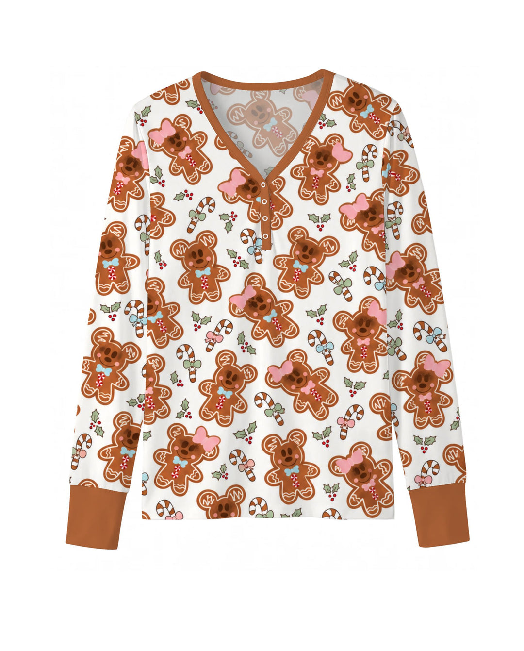 Cute Gingerbread Couple Toss Bamboo Women Pajama Set