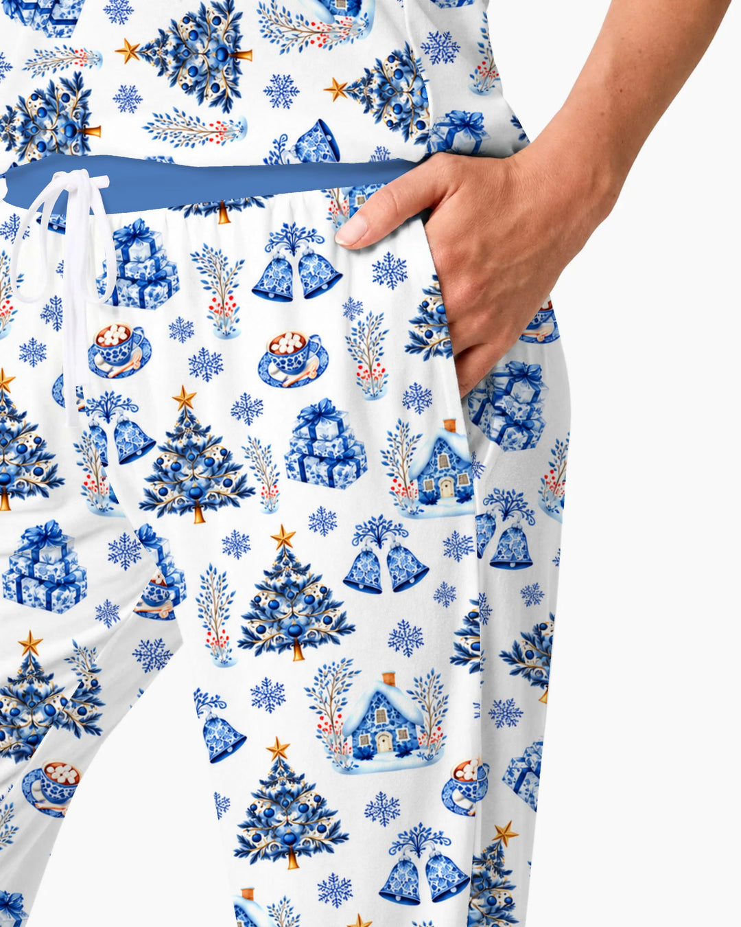 Blue Winter Wonderland Christmas Toss Bamboo Women Pajama Set