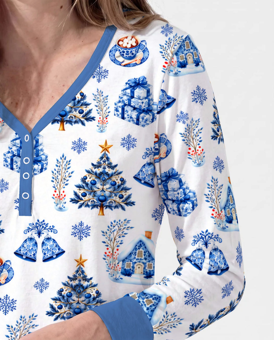 Blue Winter Wonderland Christmas Toss Bamboo Women Pajama Set