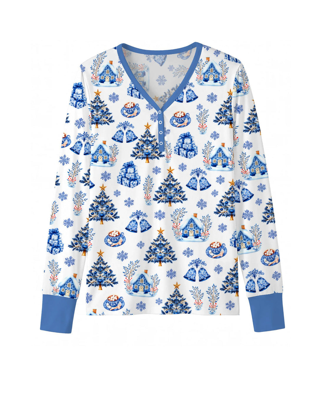 Blue Winter Wonderland Christmas Toss Bamboo Women Pajama Set