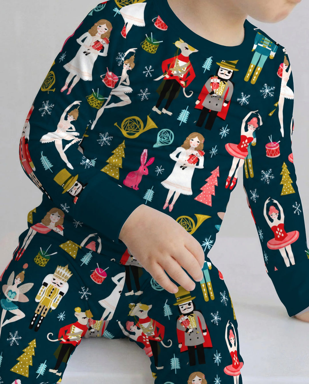 Whimsical Nutcracker Ballet Christmas Bamboo Two Piece Long Sleeve Pajama Set