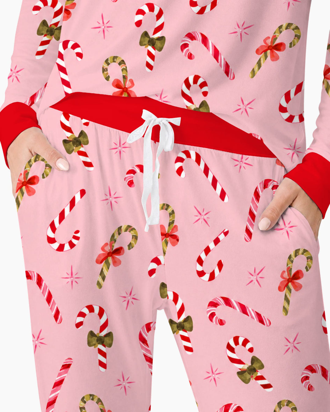 Coquette Christmas Candy Canes & Bows Bamboo Women Pajama Set