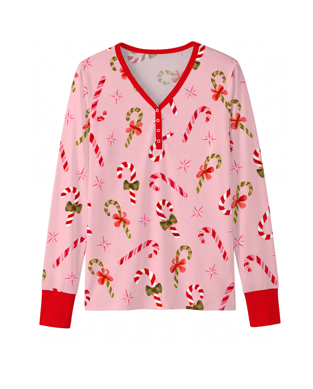 Coquette Christmas Candy Canes & Bows Bamboo Women Pajama Set