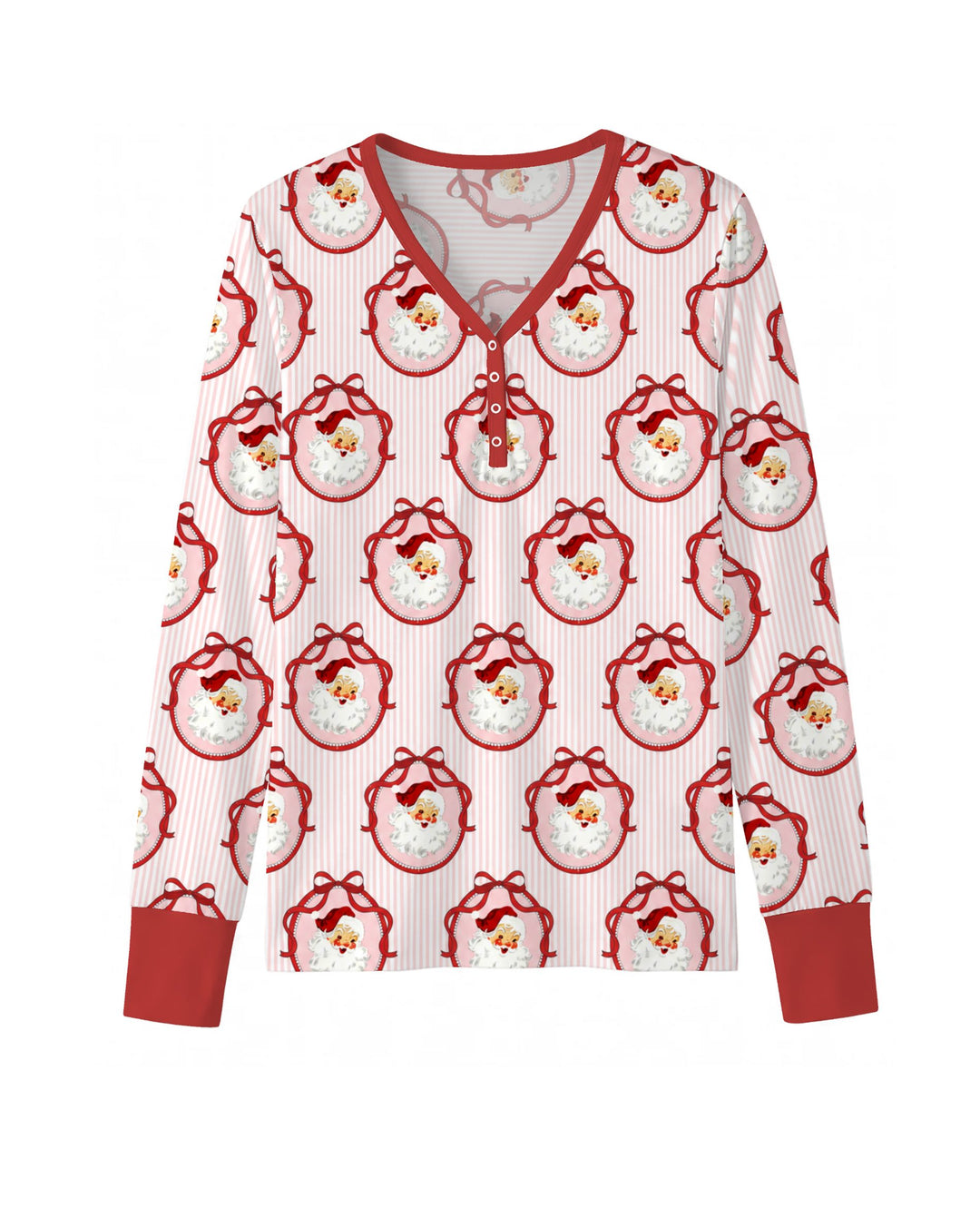 Coquette Vintage Santa Christmas Medallions Bamboo Women Pajama Set