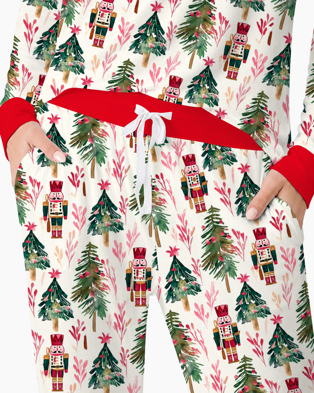 Watercolor Nutcracker & Christmas Pine Trees Bamboo Women Pajama Set