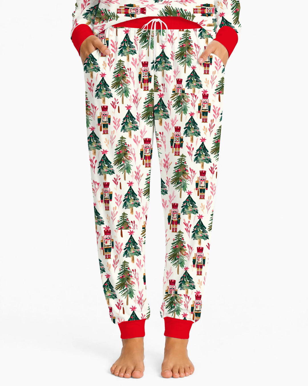 Watercolor Nutcracker & Christmas Pine Trees Bamboo Women Pajama Set
