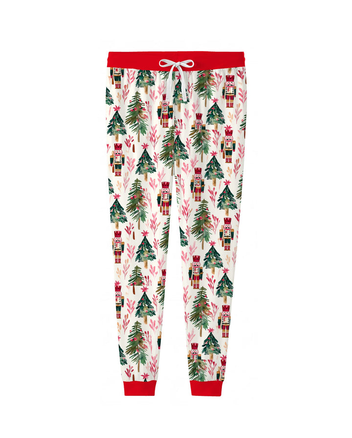Watercolor Nutcracker & Christmas Pine Trees Bamboo Women Pajama Set