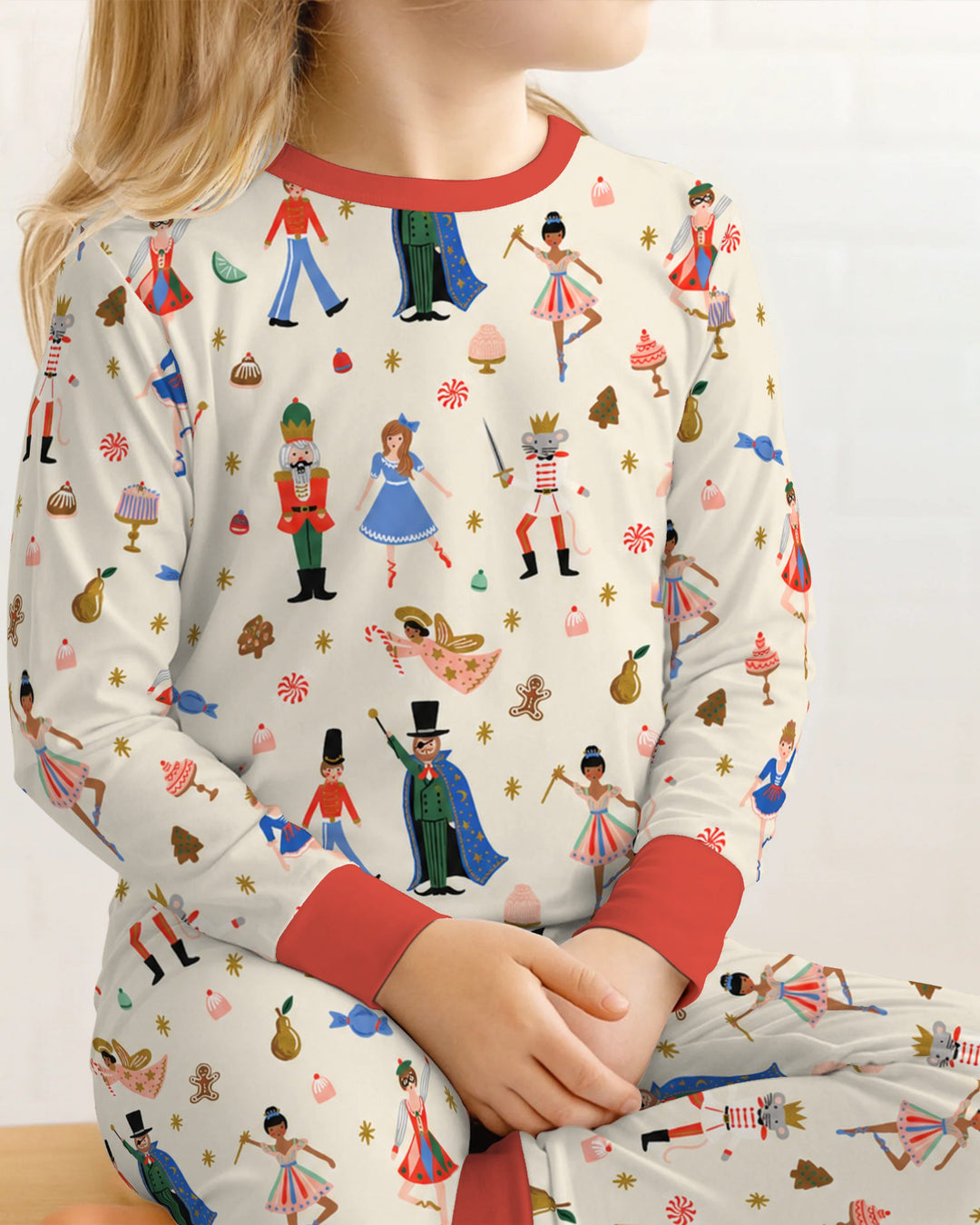 Whimsical Nutcracker Storybook Christmas Bamboo Two Piece Long Sleeve Pajama Set