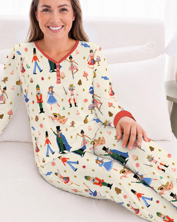 Whimsical Nutcracker Storybook Christmas Bamboo Women Pajama Set