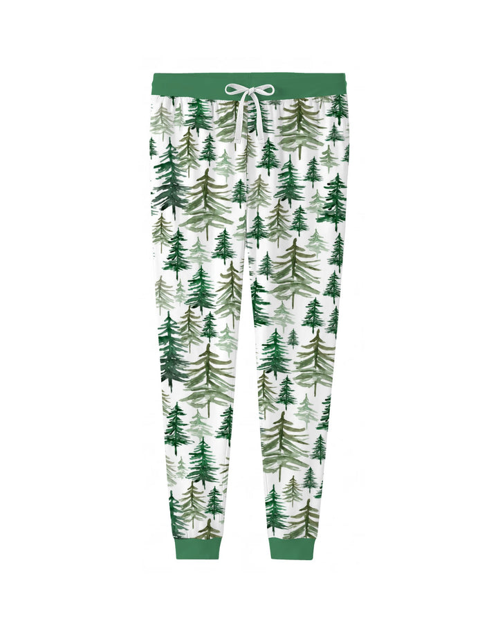 Watercolor Evergreen Pine Forest Bamboo Women Pajama Set