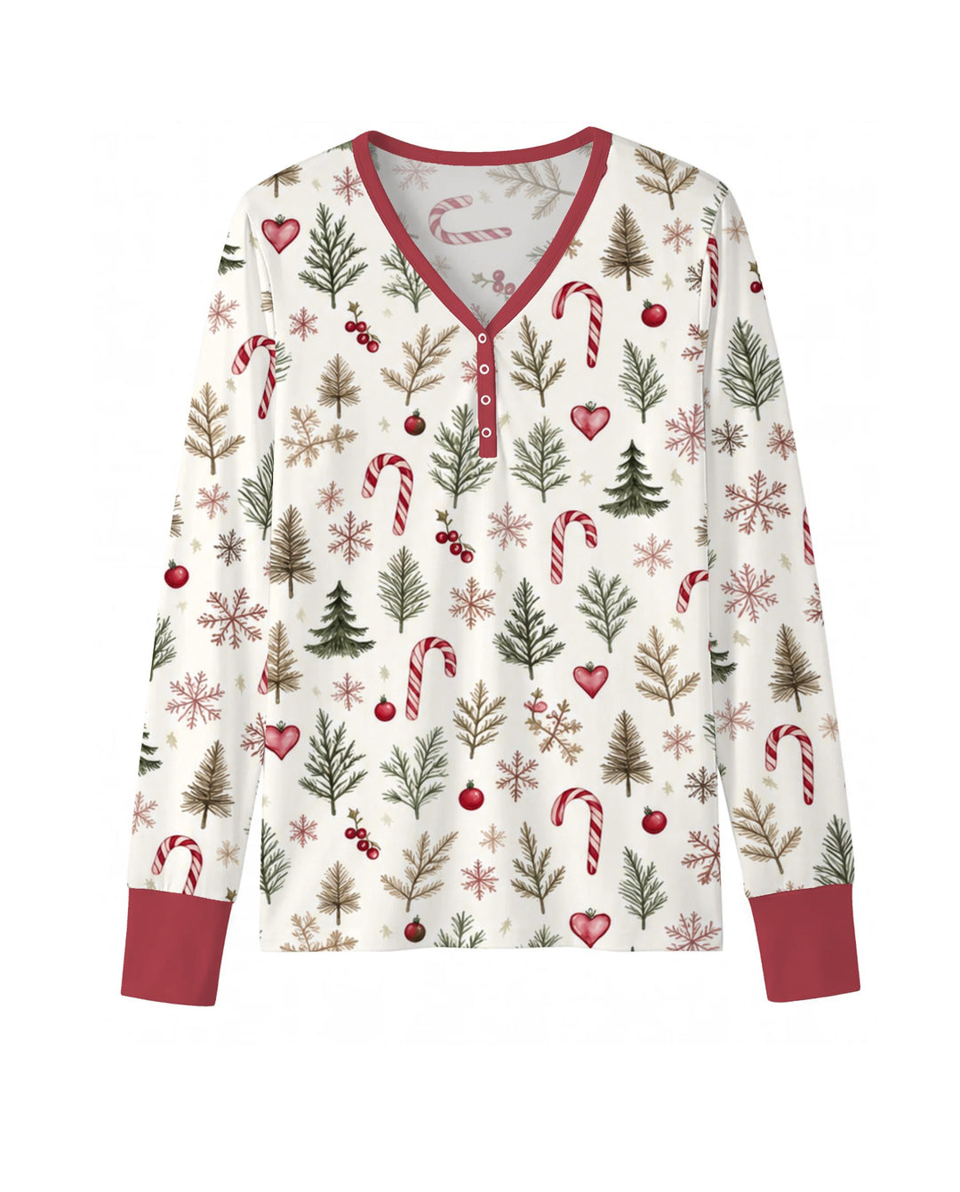 Rustic Christmas Evergreen & Candy Canes Bamboo Women Pajama Set