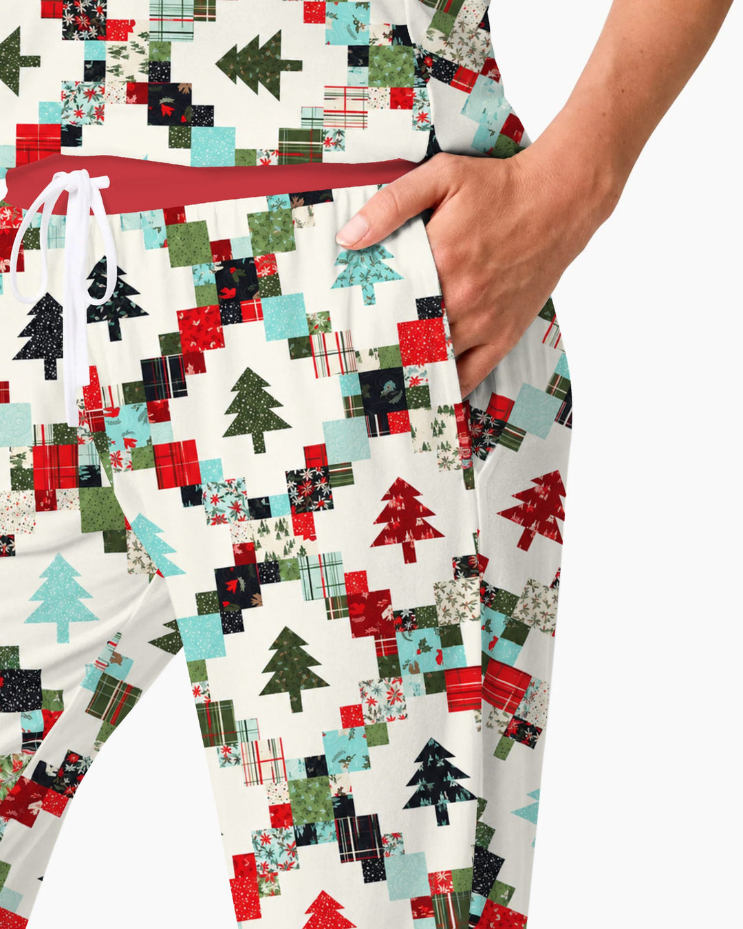 Christmas Patchwork Quilt & Trees Bamboo Women Pajama Set
