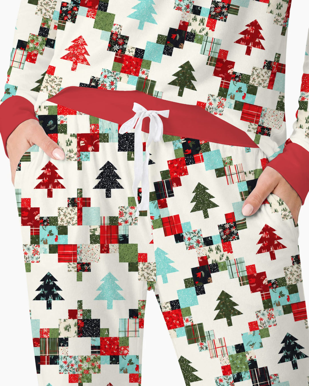 Christmas Patchwork Quilt & Trees Bamboo Women Pajama Set