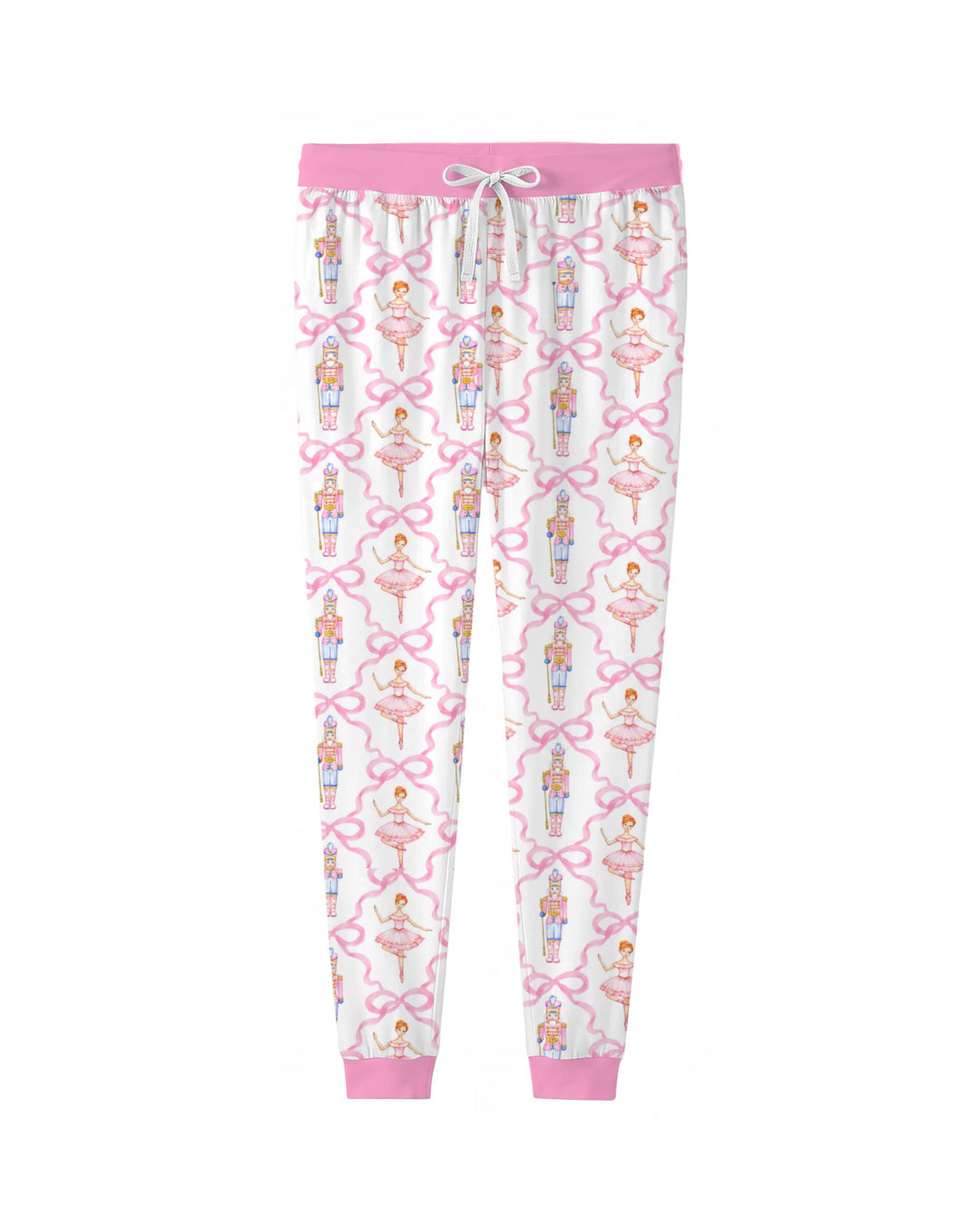 Pink Nutcracker Ballerina Bow Seamless Pattern Bamboo Women Pajama Set