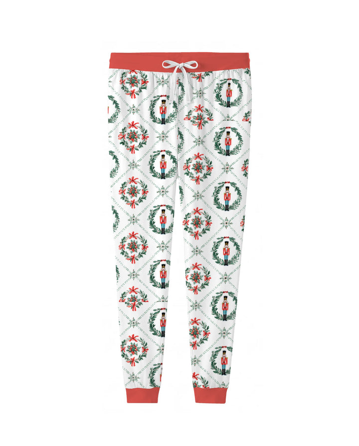 Classic Nutcracker Christmas Wreath Seamless Pattern Bamboo Women Pajama Set