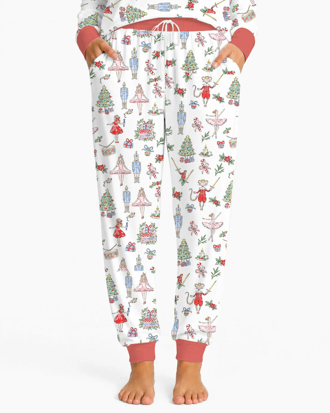 Nutcracker Ballet Christmas Storybook Seamless Pattern Bamboo Women Pajama Set
