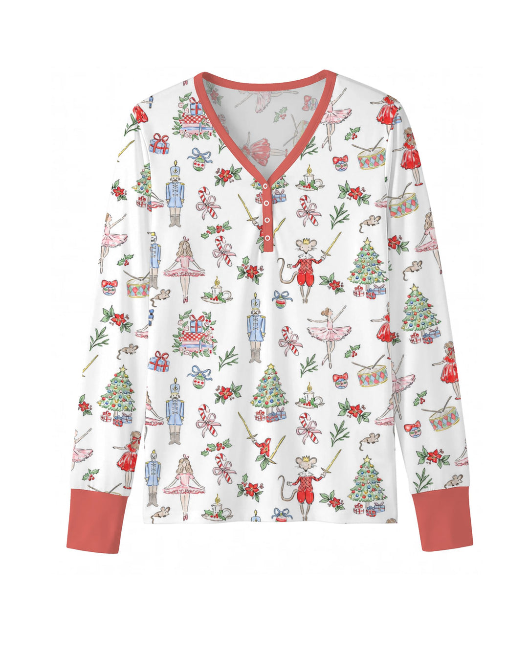 Nutcracker Ballet Christmas Storybook Seamless Pattern Bamboo Women Pajama Set