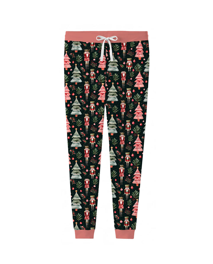 Dark Moody Nutcracker Christmas Trees Seamless Pattern Bamboo Women Pajama Set