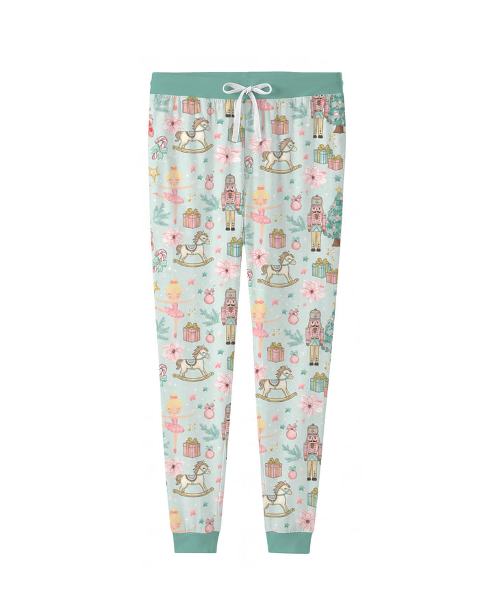 Pastel Nutcracker Ballerina Christmas Seamless Pattern Bamboo Women Pajama Set