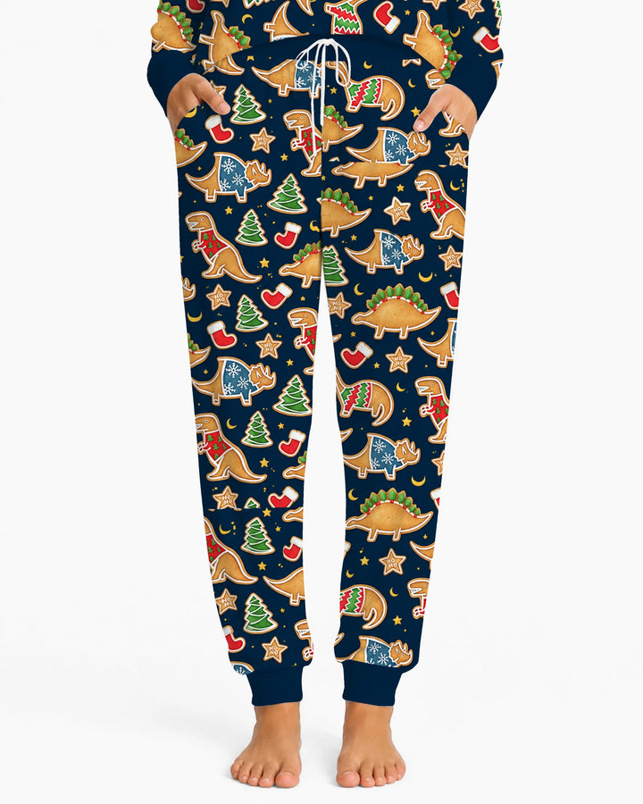 Christmas Dinosaur Gingerbread Cookies Bamboo Women Pajama Set