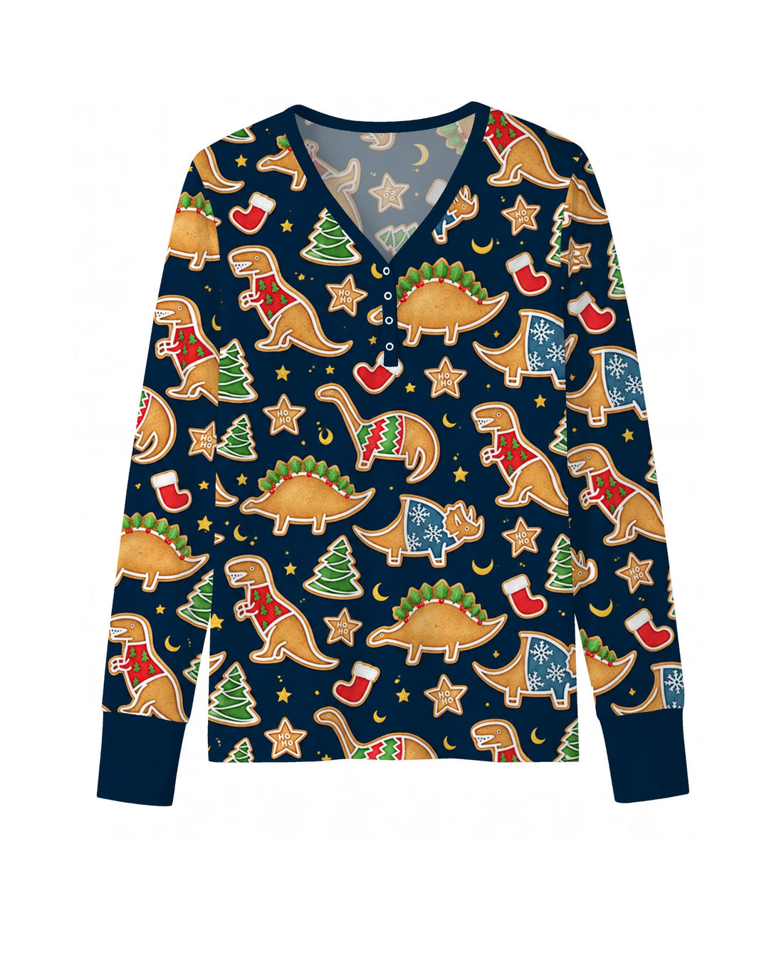 Christmas Dinosaur Gingerbread Cookies Bamboo Women Pajama Set